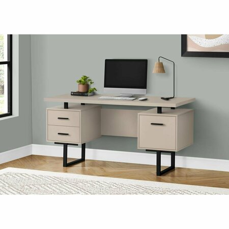 DAPHNES DINNETTE 60 in. Metal Computer Desk Modern Taupe - Black DA3076401